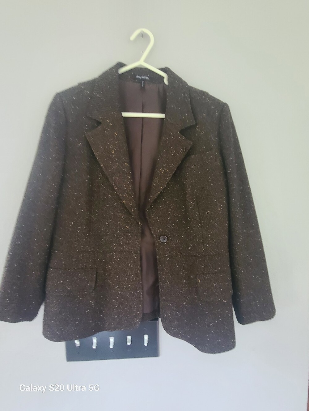 Daisy Fuentes Classic Women's Brown Tweed Blazer Jacket